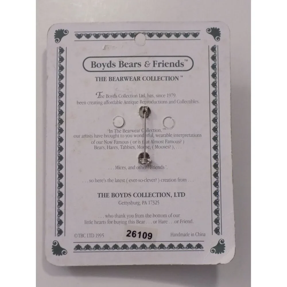 Boyds Bears Bearwear Brooch Lapel Pin 1995 Bailey...The Graduate Vintage - 26109 - Picture 3 of 4